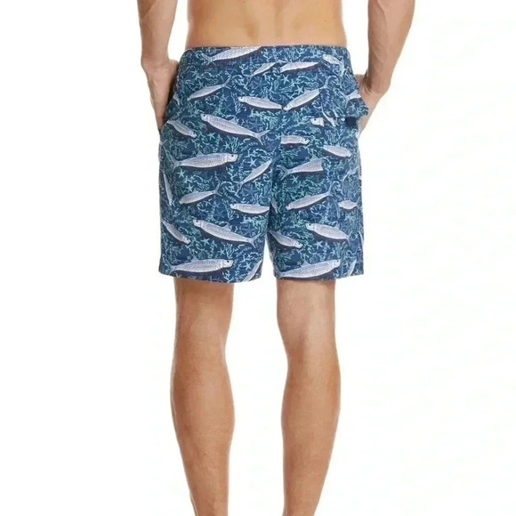 Vineyard Vinces Men's Tropical Tarpon Chappy Trunks Small Swim Blue Fish Sm S - Picture 9 of 11